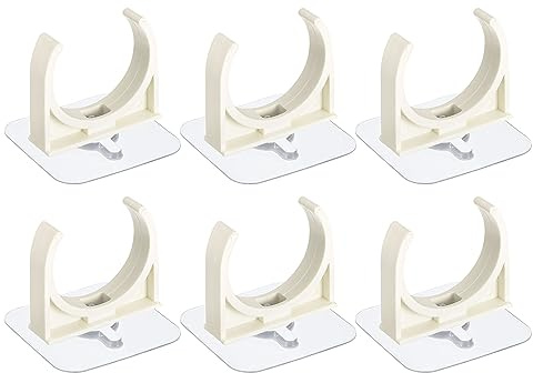 uxcell PVC Water Pipe Clamp Clips, 6pcs Fit for 50mm(2) OD Tubing Hose Hanger Support U-Shaped Pipe Clips with Adhesive for Water Pipe, Gas Tubing
