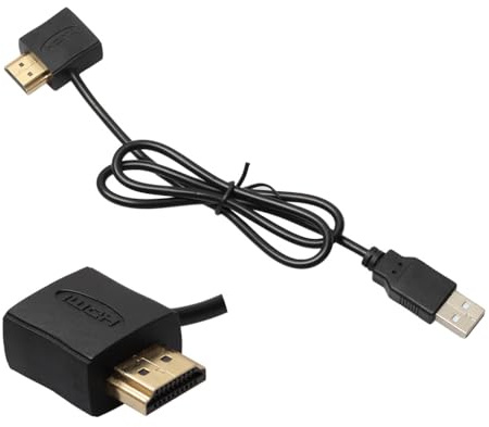 RIKYJIC Adaptateur HDMI mâle vers femelle avec câble d'alimentation USB intégré de 0,5 m pour une connectivité sans interruption