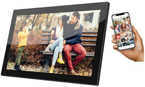 Cytem Digitaler Bilderrahmen 21.5 Zoll mit WLAN & Frameo App, 64GB Speicher, Bewegungssensor, automatische Bilddrehung, IPS Touchscreen 1920x1080, Schwarz