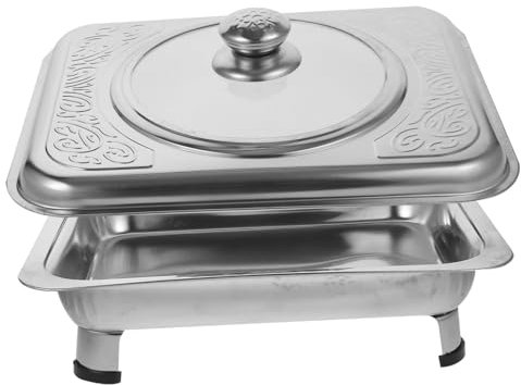 LALADEFIEE 1pièce Plateau Rectangulaire Acier Pour Buffet Plat De Service Avec Couvercle Support Alimentaire Pratique Et Élégant Pour Restauration Et Événements