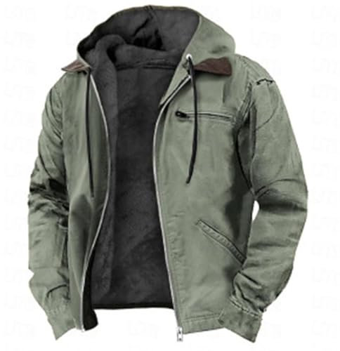 Veste Homme Cargo en Polaire d'hiver Militaire Épais de Coupe-Vent Manteau Homme Hiver Chaude avec Revers Vestes de Camionneur Zippée Blouson Thermique