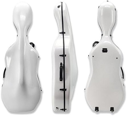 YoungMonic New Advance Cellokoffer aus Karbonfaser, 1/2 Zoll (1/2 Zoll), robust, leicht, für Kinder, Erwachsene, Weiß