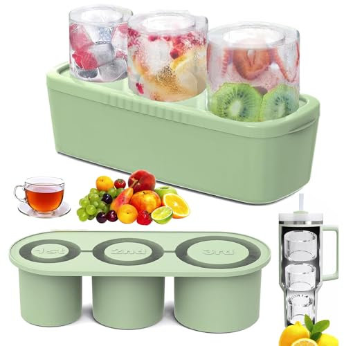 Tumbler Cup Accesorios, Molde para cubitos de hielo para Cup, para hacer 3 cubitos de hielo cilíndricos grandes, con tapa para hielo, cóctel, café y té