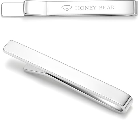 HONEY BEAR 5.4/6cm Krawattennadel Krawattenklammer für Herren Tie Clip Hemd Business Hochzeitsgeschenk 2.12/2.36inch (Glänzendes Silber 5.4cm)