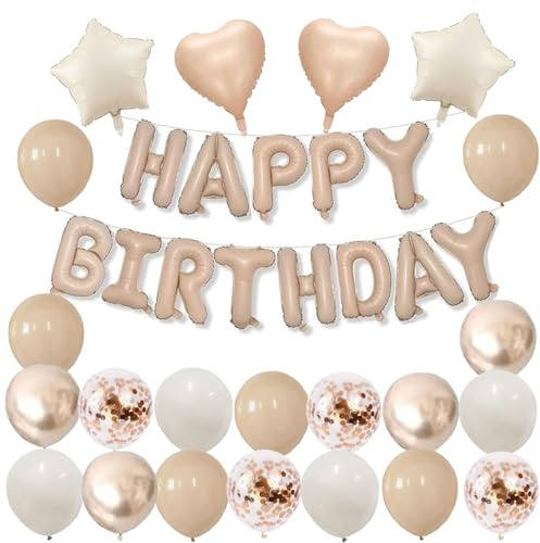 Geburtstagsdeko Beige Happy Birthday Ballons Luftballons Beige Crème Weiß Deko Geburtstag Mädchen Happy Birthday Deko Frauen