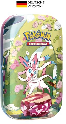 Pokémon-Sammelkartenspiel: Mini-Tin-Box Karmesin & Purpur – Prismatische Entwicklungen: Feelinara (2 Boosterpacks & 1 Münze)