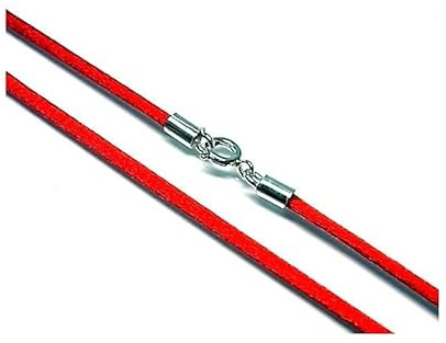 Minoplata Cordon rouge en soie 40 cm avec fermoir en argent sterling, 40cm, Cuir, Pas de gemme