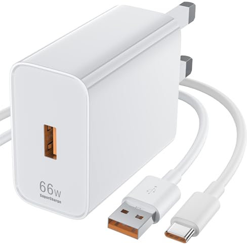 66W SuperCharge Plug for Honor 90 70 Magic6 7 Pro V3,USB Power Adapter Fast Charing Wall Charger for Honor X6b X7b X8b X9b 200 400 Pro Smart Magic6 5 Lite Pad with 1M USB A to USB C Charging Cable