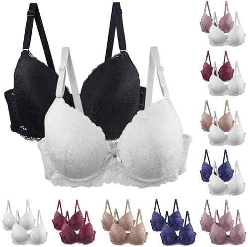 non wired bras for women uk 2 pack Comfort Wireless Seamless Multipack Bralette Sexy Lace Bras High Impact Support Full Coverage Bra Adjustable Straps