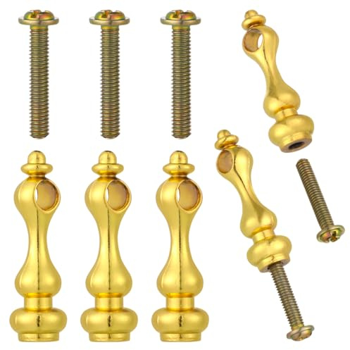VICASKY Shelf Rail Gallery for Shelves 12PCS Railing Bracket Spindles Furniture Connectors, Gold Metal Post End Caps Connector Cap Cabinets for Glass
