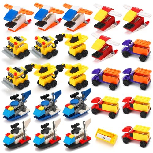 OPPZZIT 24Pcs Temperino, Doppio Uso di Blocchi e Temperamatite, Regalini Fine Festa Compleanno Bambini Invitati, Gadget Compleanno Bambino