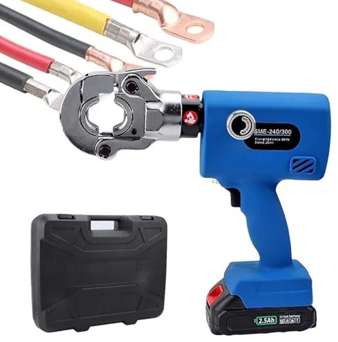 QFGain Alicates HidráUlicos AutomáTicos InaláMbricos - Crimpadora Recargable - Kit De Crimpado para Terminales De Cable, Fibra óPtica, MáQuina Crimpadora Industrial PortáTil, con 8/11Matrices,300