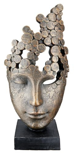 Casablanca Design Skulptur Female Mask Höhe 32 cm Breite 15 cm Abstraktes Gesicht Frau Kreise Kopf Wohnzimmer Skulpturen Deko Modern