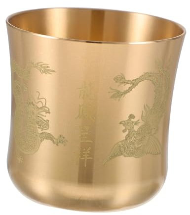 OUUOYSD Coupe en Laiton, Calice, 1 pièce de décoration de Tasse en Laiton, Bols d'offrande tibétains, Tasse à Calice en Or, Tasses à café asiatiques, Tasse à vin gravée Vintage, Bols tibétains