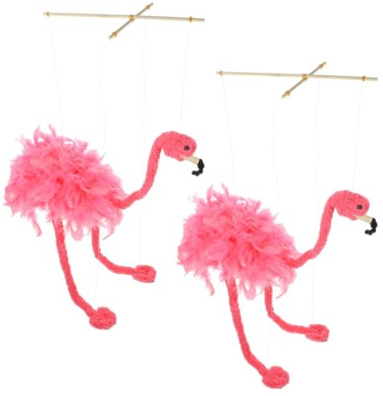 KONTONTY Flamingo Marionetten Plüschtiere Für Puppentheater Erwachsene Kinder 2 Stück Tierdesign Marionette Mit Fadensteuerung Wackelnd Wiederverwendbar