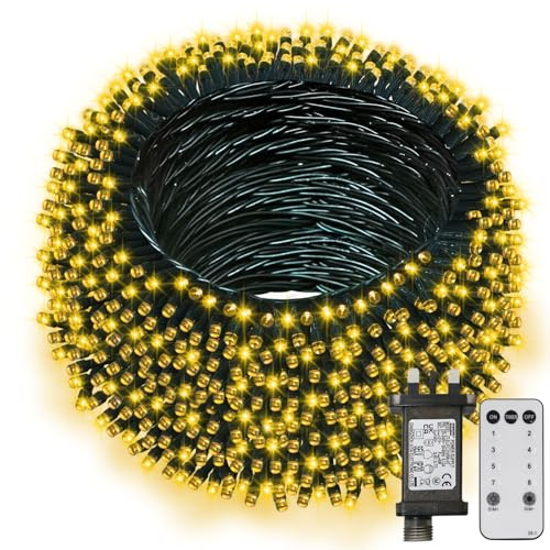 CCILAND 40M 400 LED Christmas Tree Lights Mains Powered with Remote Timer | 8 Modes Fairy Lights Outdoor Waterproof for Garden Patio Porch Party Decorations (Warm White)