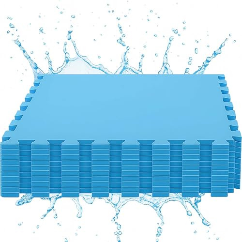BURI Summer Poolmatte 72er Set | 50x50 cm pro Matte | 18,00 m² Gesamtfläche | Blau | rutschfeste Bodenfliesen für Pool, Whirlpool, Garten & Fitness | 4 mm dick | Erweiterbares Stecksystem