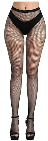 Aomig Calze a Rete, 1 Pezzi Collant a Rete da Donna Nero Alta Calze Collant, Sexy Elastiche Fishnet Stockings per Donna