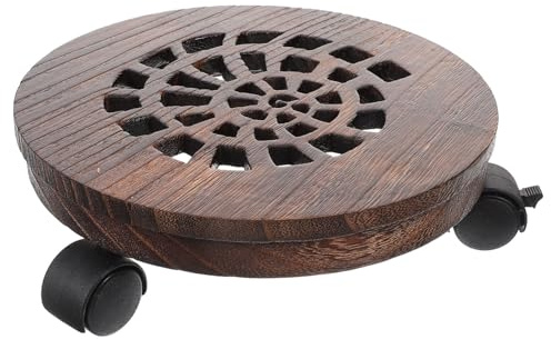 OFFSCH Plateau en Bois Massif pour Pots De Fleurs avec roulettes Freinables, Diamètre 21 Cm, Support Roulant Stable pour Jardin Et Intérieur, Chariot De Transport Polyvalent pour Jardinières