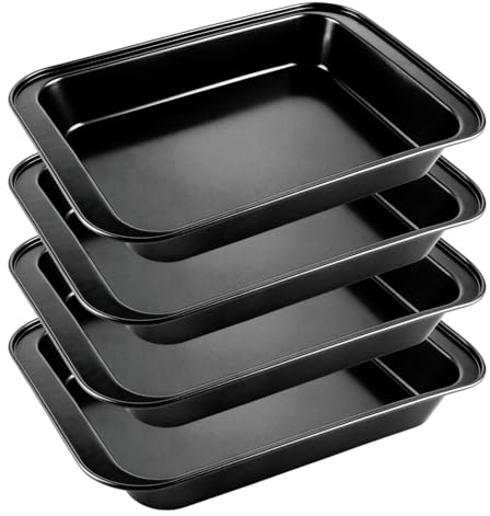 STARVAST Onader Antihaft Backblech, Edelstahl Auflaufform Backform 4er Set, Tiefes Ofenblech Kuchenform für Brownies, Lasagne, Auflauf, Gesund & Leicht zu reinigen - 31,8 x 24,8 x 5 cm