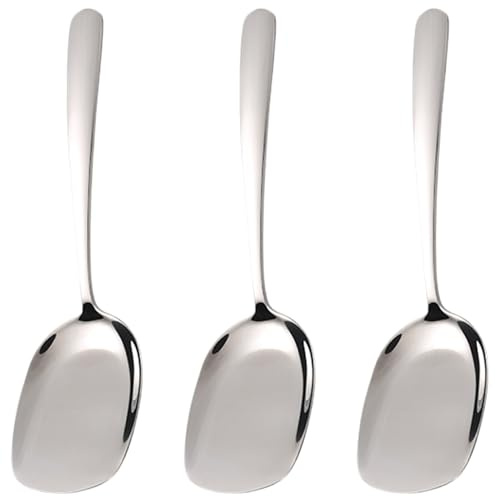 Paquete de 3 cucharas para servir grandes de acero inoxidable 304 con mango largo pulido espejo de 8, 3x2, 4 pulgadas para restaurante de fiesta buffet