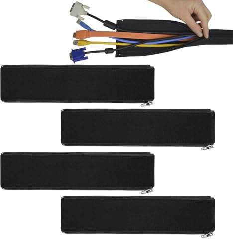 Cable Sleeve | 38 cm Zip Organiser | Desk Computer Cable Cover | For Office Home Desk Kitchen Bedroom Floor Garage Computer TV Audio Video Entertainment Centre
