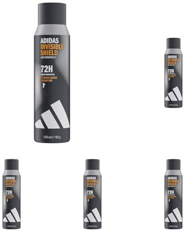 adidas Invisible Shield Anti-Transpirant Deodorant Spray für ihn, 72 Stunden Schweiß-Schutz, maskulin-holziger Duft, vegane Formel ohne Alkohol, 150ml (Packung mit 5)