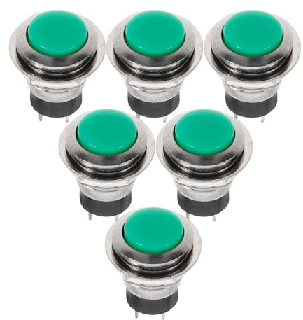 PRETYZOOM Interruttore a Pulsante Momentaneo Piccolo 2 Pin Autoripristino Verde Set 6 Pezzi per Sostituzione Interruttori Auto Uso Semplice e Installazione senza Utensili