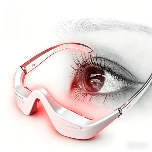 Rotlichtbrille mit 3 Mikrostromstufen Augenmassagegerät zur Linderung von Augenermüdung,revitalisierendes Schönheitsgerät gegen Augenringe,feine Linien und Falten