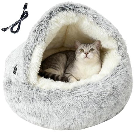 Panier Chauffant pour Chat Caverne Douce Et Chaude pour Chaton | Lit Caverne Pour Chat D'Hiver Pour Amoureux Des Animaux Maison Bureau Salon Chambre Appartement Période De Récupération