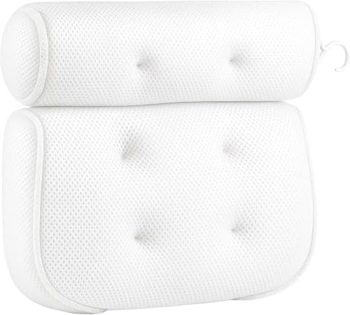 1Pcs Bath Pillows for Head and Neck, Waterproof Bath Cushion with 6 Suction Cups, Soft Bathtub Pillow for Relaxing Bath, Fits Most Bathtubs (33x30x8.5 cm)