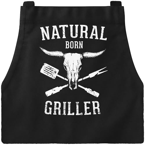 MoonWorks Grill-Schürze für Männer mit Spruch Fleisch ist mein Gemüse Baumwoll-Schürze Küchenschürze