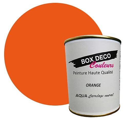 BOX DECO COULEURS Peinture carrelage et faïence murale à base de laque polyuréthane mono-composante aspect velours-satin Aqua carrelage - 750 ml / 7.5m², Orange