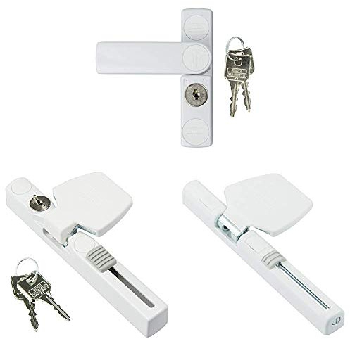 Burg-Wächter Winsafe WS 11 W SB Fenstersicherung, 1 Stück, 142 x 24 x 35 mm + Winsafe WS 33 W SB Fenstersicherung, 184 x 74 x 37 + Winsafe WS 44 W SB Fenstersicherung, 184 x 74 (26/48) x 29 mm, Weiß