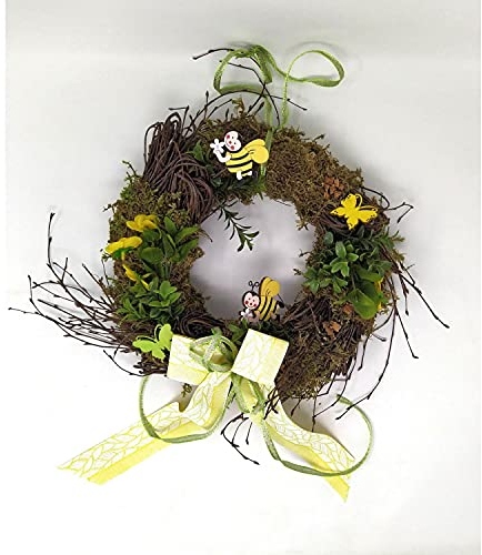 CREAFLOR HOME Türkranz, Dekokranz Bienen und Stiefmütterchen gelb Ø 30cm