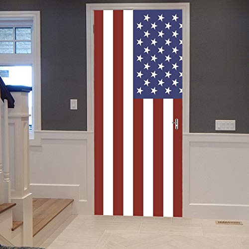 A.Monamour Türtapete Selbstklebend Türfolie Türposter 3D Amerikanische Uns Flagge Vertikal Gestreifte Patriotische Themen Vinyl Folie Türdeko Tapete Wandbild Türaufkleber Türtattoo 90 x 200 cm
