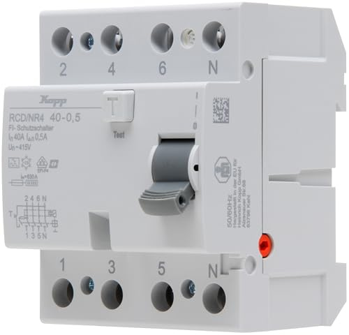 Kopp Fehlerstrom-Schutzschalter, RCD, 40 A, 500mA, 4-polig, 754045096