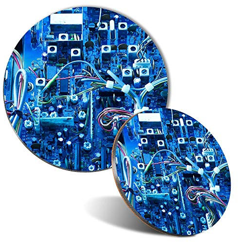 Mouse Mat & Coaster Set - Amature Radio Transceiver Electronic Board 20 cm & 9 cm for Computer & Laptop, Office, Non-slip Base #44077