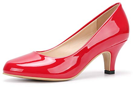 Phorecys Femme Escarpins Petit Talon Hauteur 6 cm Chaussure Taille 35-44 Talon Aiguille Confortable Sexy Escarpins Mariage Soirée Travail Rouge Verni-6