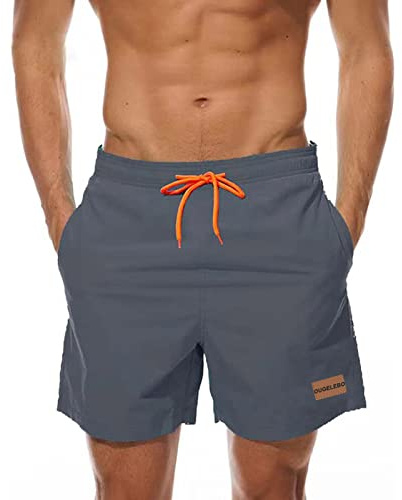Ougelebo Badehose Herren Badeshorts mit Reißverschlusstasche | Schnelltrocknend Atmungsaktiv Wasserabweisend Badehose Kurz Männer Elastisch Verstellbar Mit Tunnelzug Meshfutter