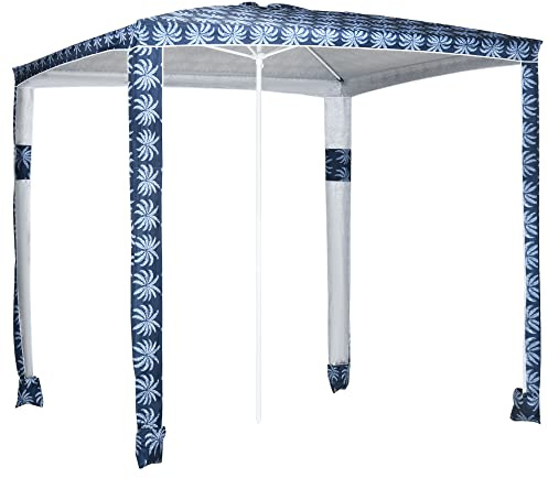 Outsunny Quick Beach Cabana Canopy Umbrella UV50+ 6.5' Blue Coconut Palm