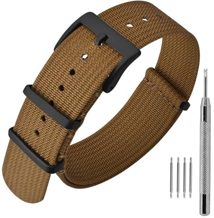 ANNEFIT Nylon Uhrenarmbänder 16mm 18mm 20mm 22mm mit Edelstahl Metall Schließe, Sport Atmungsaktive Ersatzarmband