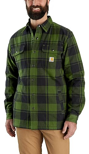 Carhartt Camisa de franela de ajuste relajado con forro de sherpa para hombre, cebolla, Small