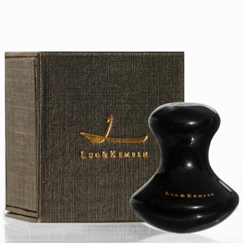 Luo&Kempen® Massagestein I Akupressur I Gua Sha I Eye Flowies Anti-Aging I 100% Natürlich I Rosenquarz I Amethyst I Bergkristall I Schönheit durch Behandlung von Verspannungen (Obsidian)