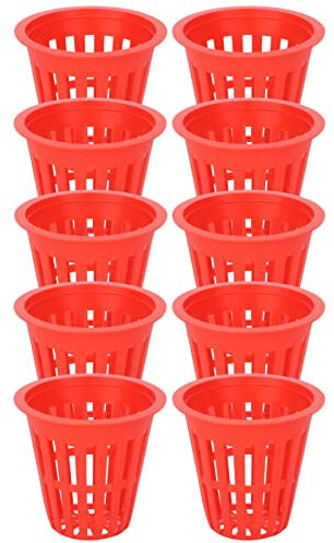 TOPINCN 10 Unids Cesta de Plantación Hidroponía Cultivo de Tuberías Hidroponía Etc Cesta de Red Copa Caja Copa de Malla para Cesta de Cultivo de Plantas de Plástico Jardinería Jardín (Rojo)