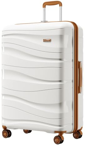 Kono Maleta de Cabina, Equipaje de Mano, Maleta de Viaje Grande Ligera Portátil con Cerradura TSA, Resistente 75x52x30cm,105L(Blanco Crema)