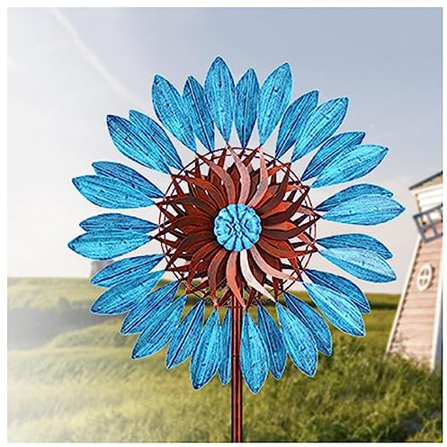 Sculptures Et Mobiles à Vent, 213cm Moulin à Vent, Vent à 360° avec CinéTique Moulin à Vent Metal, pour La Terrasse ExtéRieure du Jardin