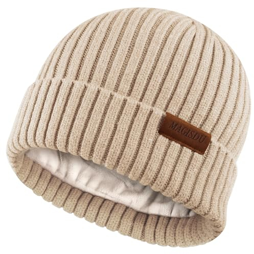 MAGISDU Wintermütze Jungen Mädchen Merino Mütze Kinder Baby Wollmütze Kleinkind Strickmütze Beanie Mit Fleece Lined Thermo Gefüttert Warm Wolle Winter Kint Hat