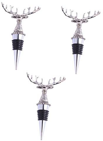 BESTonZON 3stücke Kreativer Weinstopper Mit Tierdesign Simulierter Elch-flaschenverschluss Aus Lebensmittelechtem Für Wein Bier Essig Und Sojasauce Für Partys Und Bars