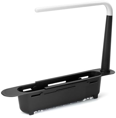 QWORK® Teleskop spülbecken Organizer, spülbecken Organizer hängend, spülbecken Organizer schmal, Schwarz